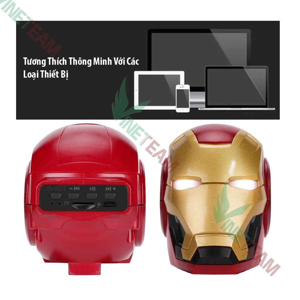 Loa Bluetooth công nghệ 5.0 Iron man, âm thanh vòm 6D bass trầm, pin 1200mAh, Hỗ trợ FM - tặng dây sạc -DC4387