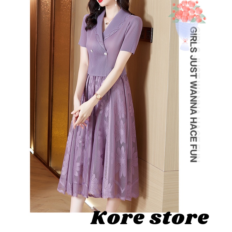 Đầm liền cao cấp cho người trung niên, người già_ Len xoè
