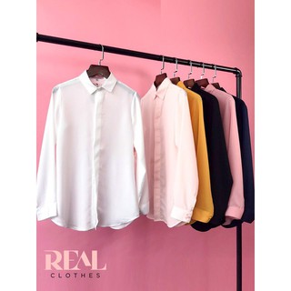 Sơ mi công sở cổ mềm lụa trắng_REAL