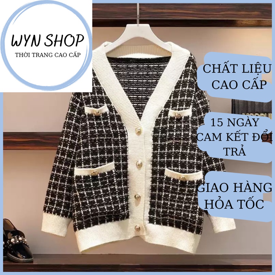 Áo Khoác Cadigan Kẻ Mềm Mại Ấm Áp Cao Cấp Áo Khoác Thu Đông - WYN SHOP CD115