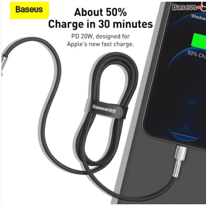 Cáp Sạc Nhanh 20W Baseus Metal Iphone Dây Dù Chống Gập Chống Gãy