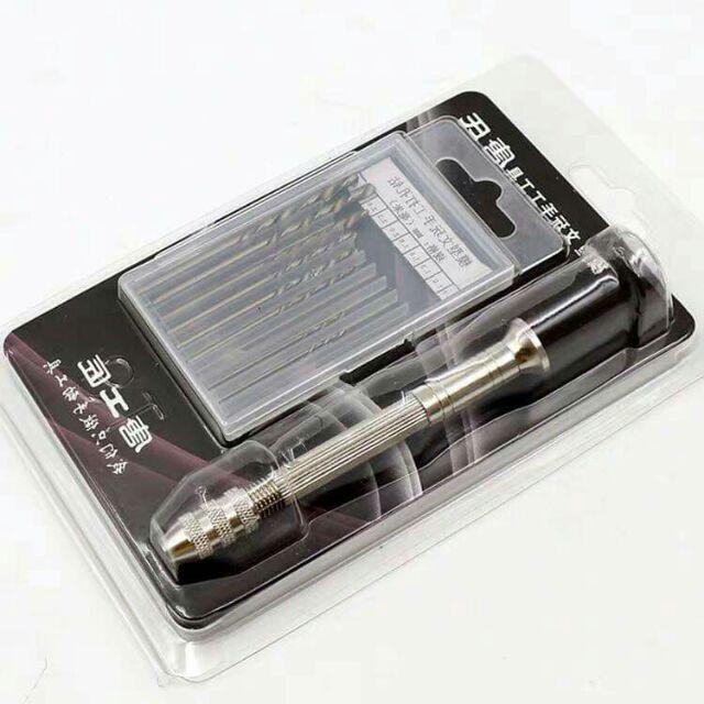 [HÀNG ĐẸP] Bộ Khoan tay mini kèm 10 mũi khoan(0.5-3mm)