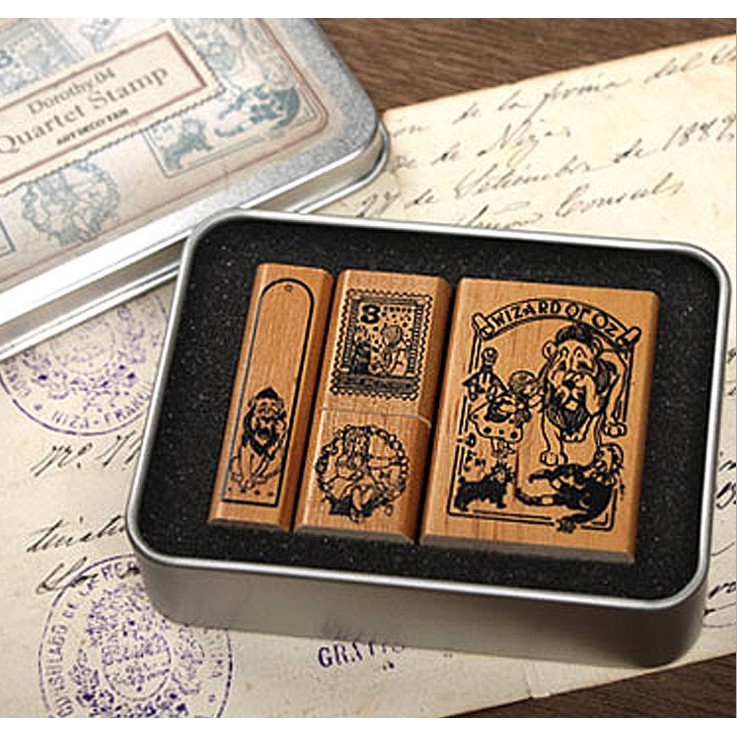 Bộ đóng dấu gỗ Alice & Dorothy trang trí album, sổ