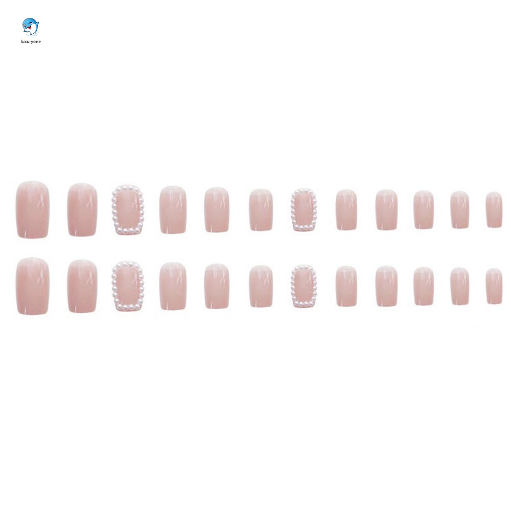 Set 24 Móng Tay Giả Đính Ngọc Trai<br>