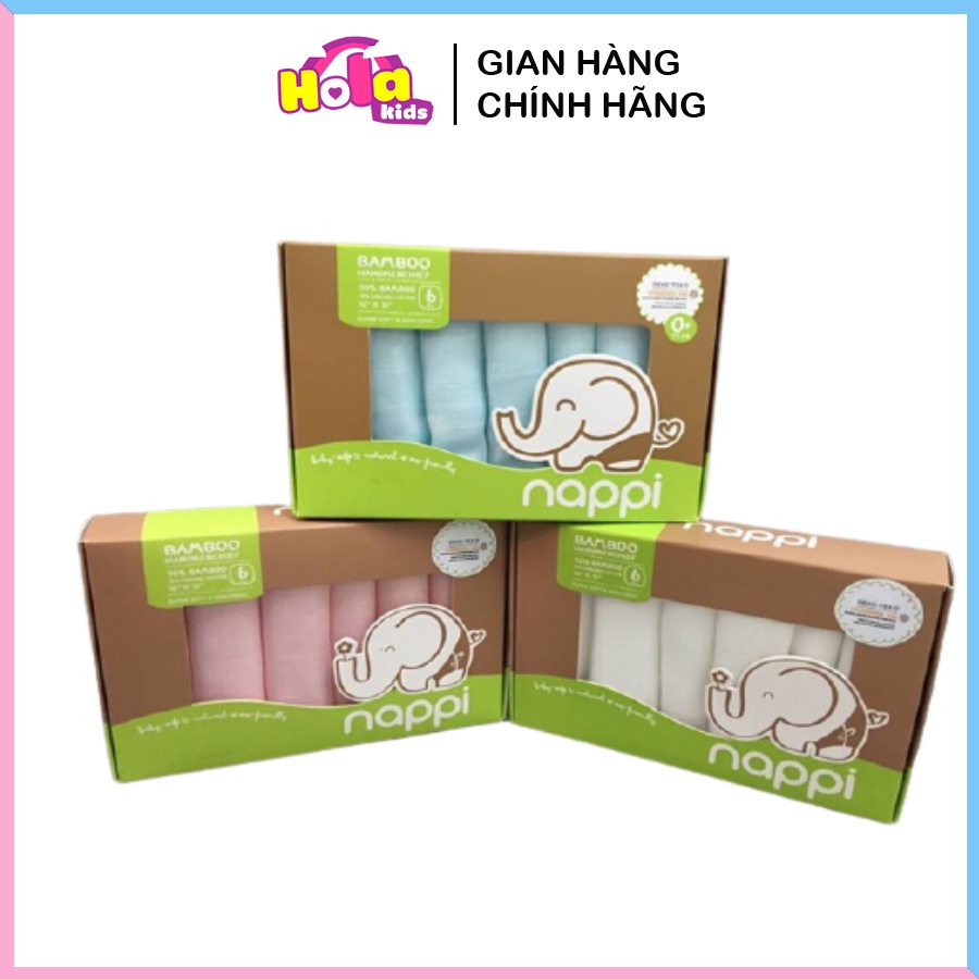 Set 6 Khăn Sữa Sợi Tre Cao Cấp Nappi ( Tặng Nước Giặt )