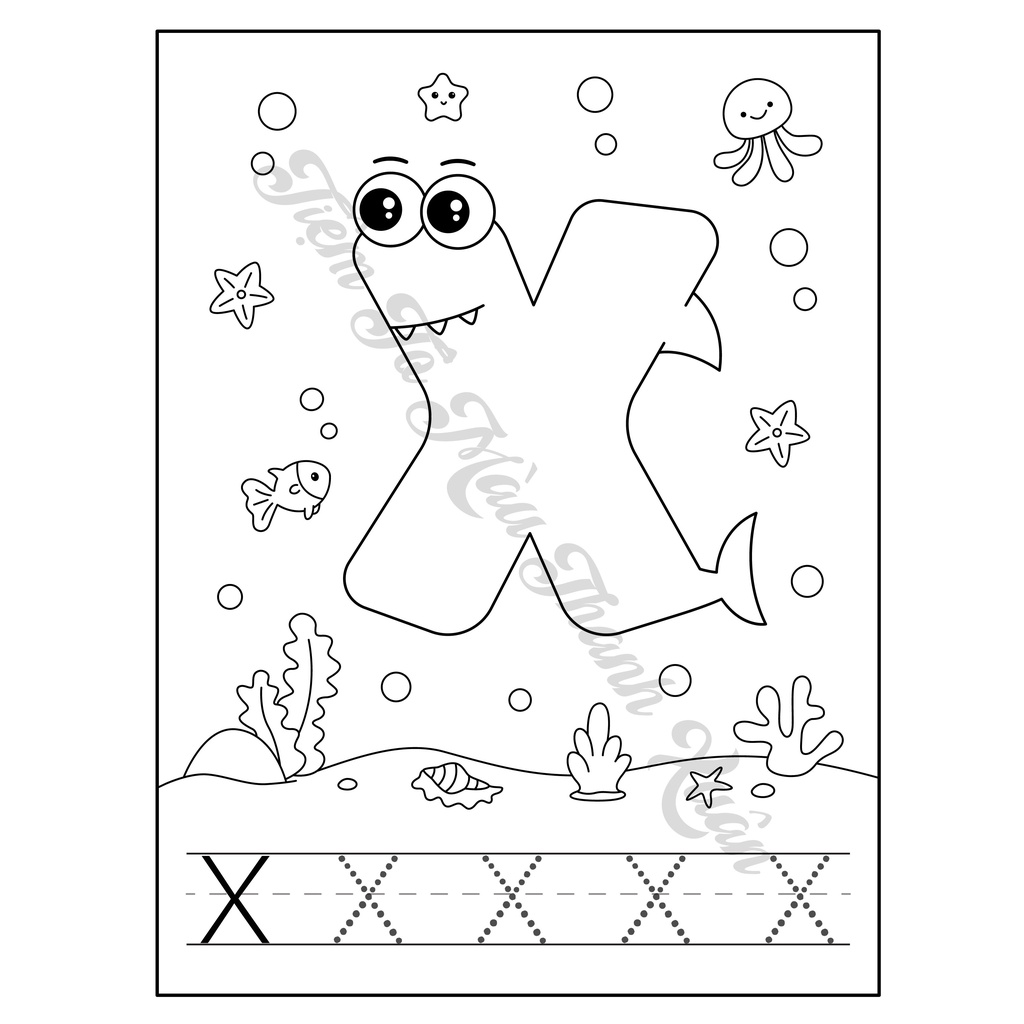 Set 26 Tờ Bảng Chữ Cái Tiếng Anh Và 10 Tờ Chữ Số Hình Baby Shark Cute Cho Bé - Tiệm Tô Màu Thanh Xuân