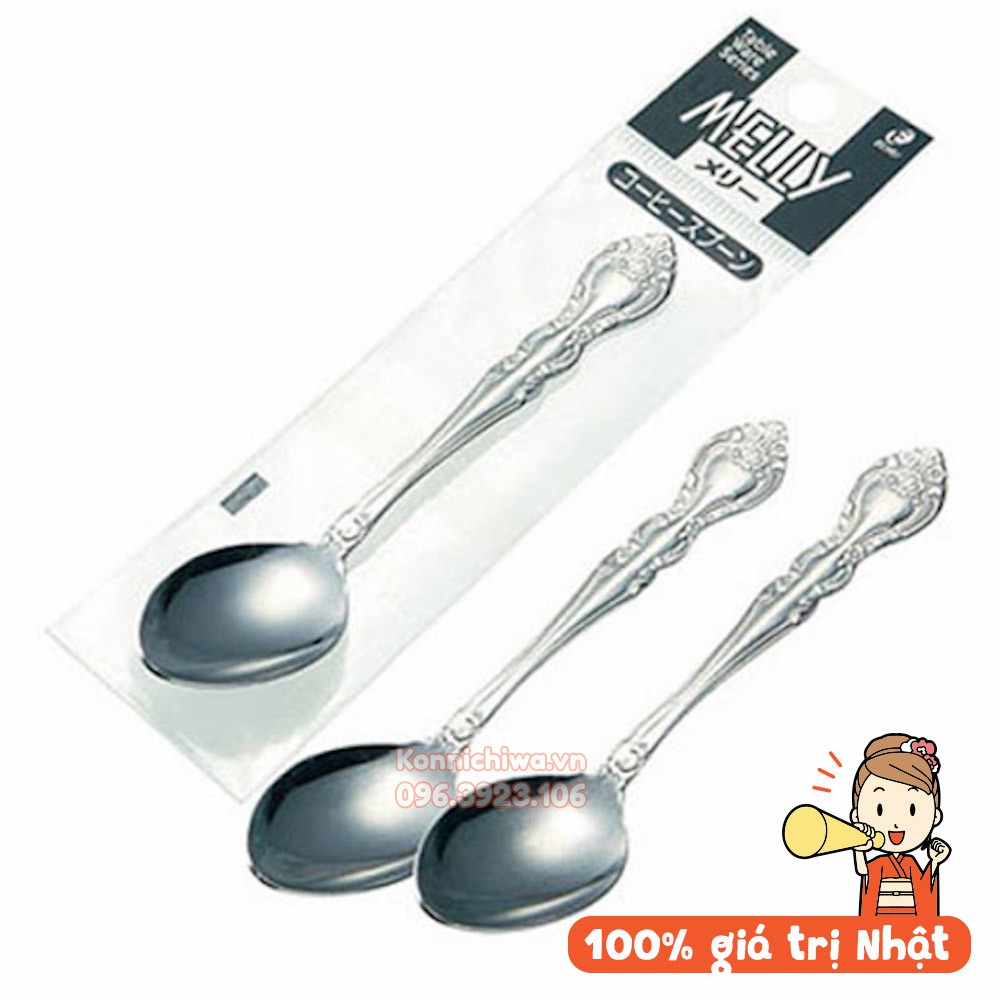 |Hàng Nhật Chính Hãng| Set 3 chiếc thìa/ muỗng Inox Melly nhỏ EKO hàng Nhật cao cấp, siêu bền, an toàn và chất lượng