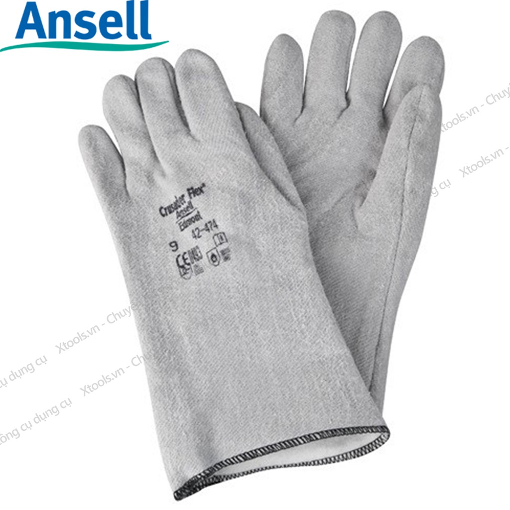 Găng tay chịu nhiệt Ansell Crusader Flex 42-474 chống cháy chịu nhiệt trên 200 độ, dùng trong cơ khí, luyện kim, nhà bếp