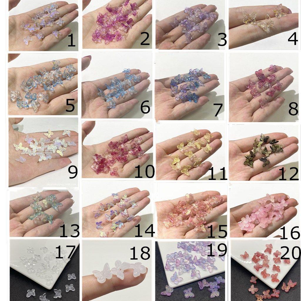 BORAG Set 100 Hạt Thủy Tinh Nhiều Màu Sắc Hình Bướm Làm Trang Sức Thủ Công Kính