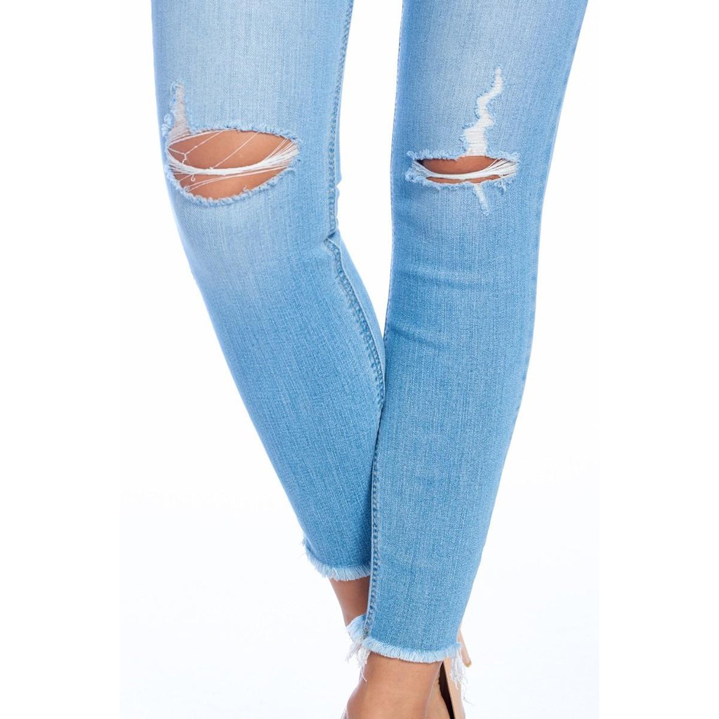Quần jeans skinny rách gấu Eunin xuất xịn