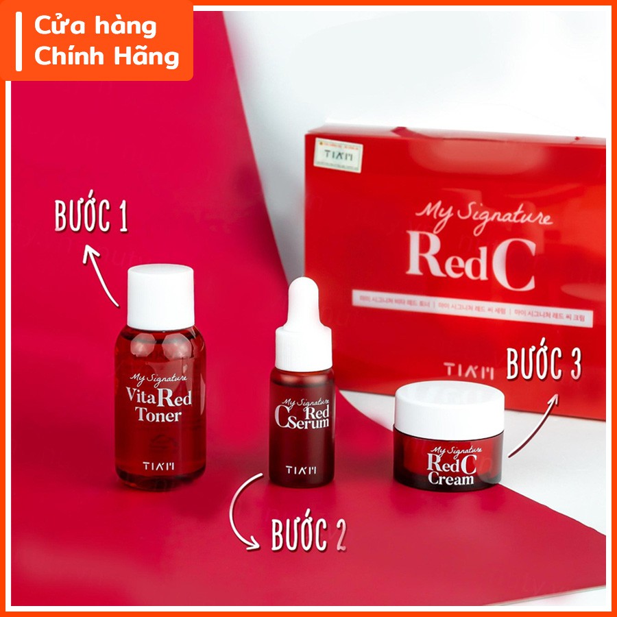 [Tiam_Mẫu Mới 2020] Set Mini dưỡng trắng da, làm mờ thâm Tiam My Signature Red C