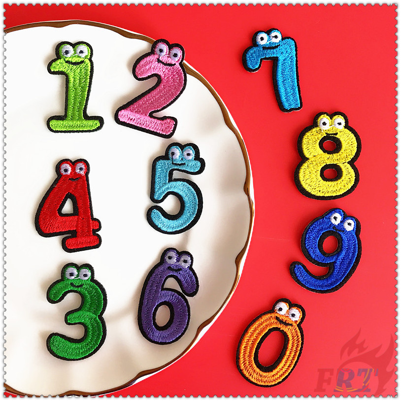 ✿ Sticker Ủi Thêu Hình Con Số Nhiều Màu Sắc ✿ 1 Sticker Ủi Thêu Hình Nhân Vật Hoạt Hình Ngộ Nghĩnh