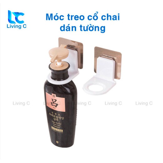 {SẢN PHẨM}Giá móc treo chai nước rửa tay , dầu gội đầu sữa tắm dán tường Living C TC siêu dính chịu lực 3kg