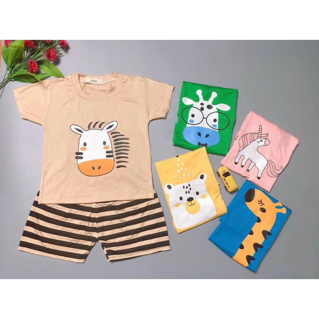 Đồ bộ quần áo cộc tay cho bé trai và bé gái chất thun lạnh AM666