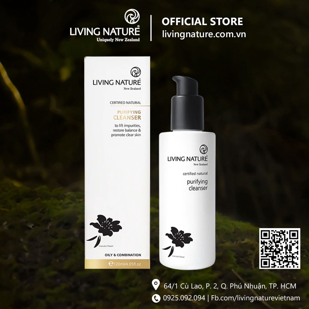 Sữa rửa mặt da dầu mụn Living Nature Purifying Cleanser 120ml