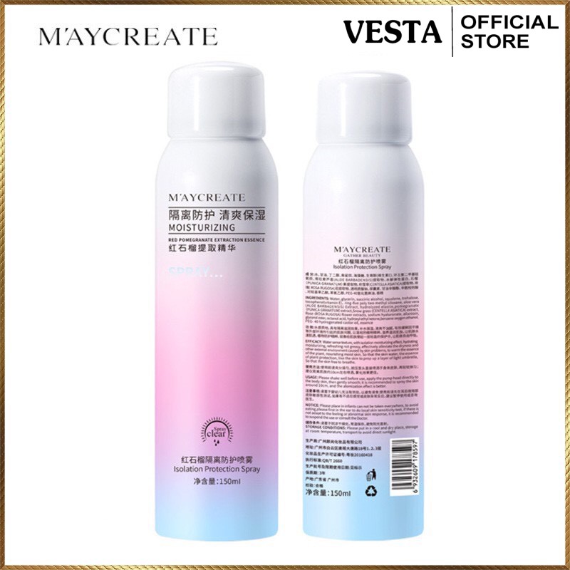 Xịt Chống Nắng Maycreate ☀️𝑭𝒓𝒆𝒆𝒔𝒉𝒊𝒑☀️ Trắng Da Nâng Tông Chống Nước 150ml | BigBuy360 - bigbuy360.vn