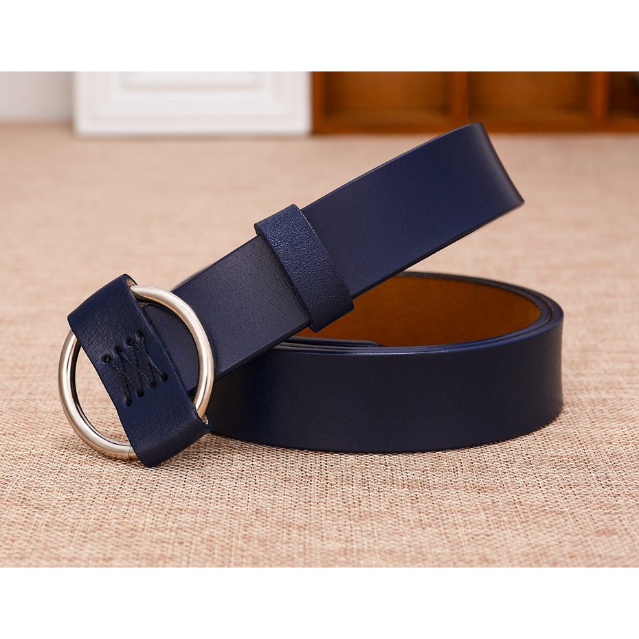 Thắt Lưng Da Bò Cao Cấp 2.8Cm Có Khóa Tròn Thời Trang Cho Nữ