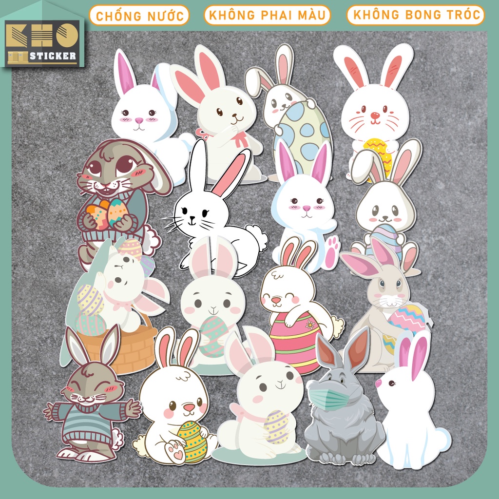 Combo 50 Sticker Thỏ hồng chống nước sticker dán laptop, điện thoại, đàn guitar, mũ bảo hiểm, vali. MSP: ST72