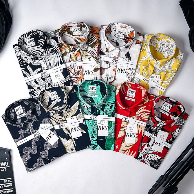 Áo sơ mi lụa cotton họa tiết Hawai[SHOP UY TÍN]