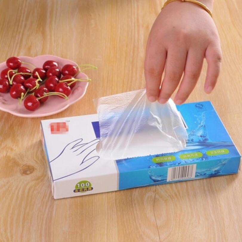 Hộp găng tay nhựa PE dày trong suốt có thể kéo dài dùng một lần đa ứng dụng