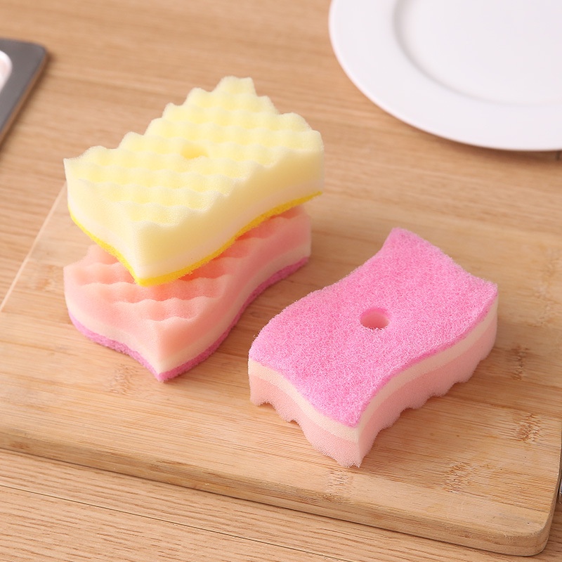 Set 4 Miếng Xốp Rửa Chén Hai Mặt Hình Chữ S Đa Năng Tiện Dụng Cho Nhà Bếp
