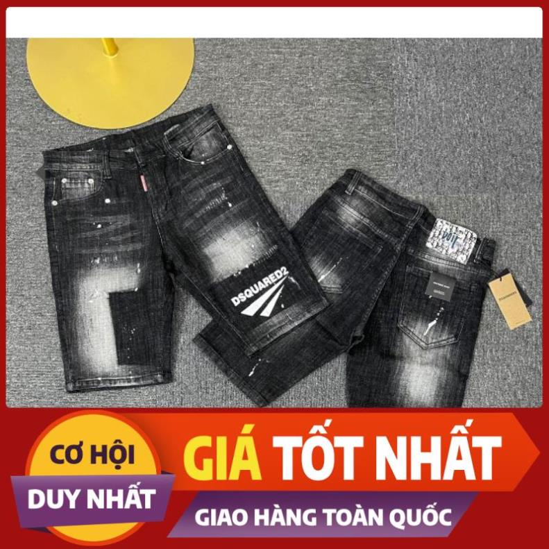 SIÊU SALE quần jean nam DSQ ngố -quần jen nam ngắn quản châu in chữ Dsq cực đẹp