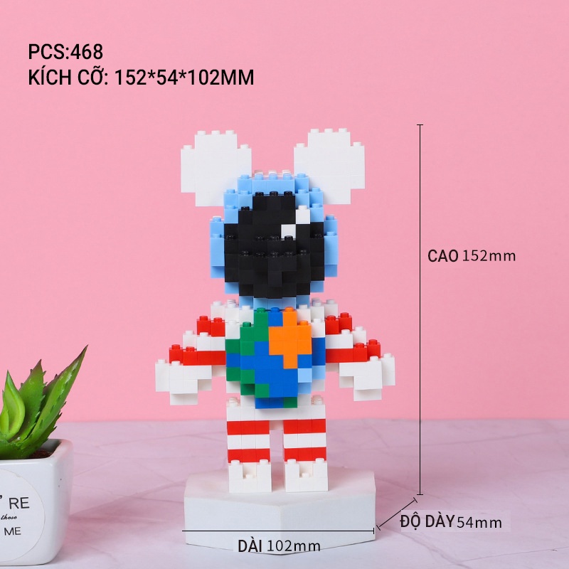 Đồ Chơi Lắp Ráp Hình Chú Gấu Bạo Lực Sáng Tạo