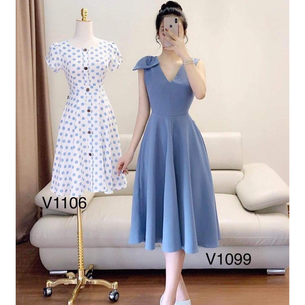 VÁY XÒE KẾT NƠ VAI SANG TRỌNG VÀ THANH LỊCH THỜI TRANG THIẾT KẾ VESTA NV70