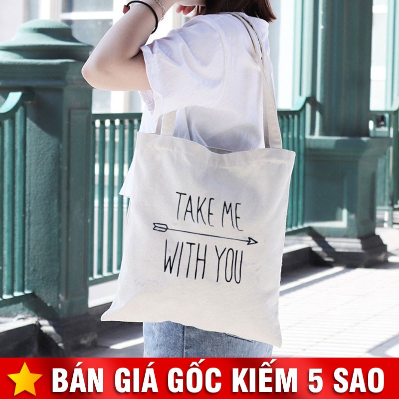 Túi Vải Tote Mũi Tên With You Có Dây Kéo P1522