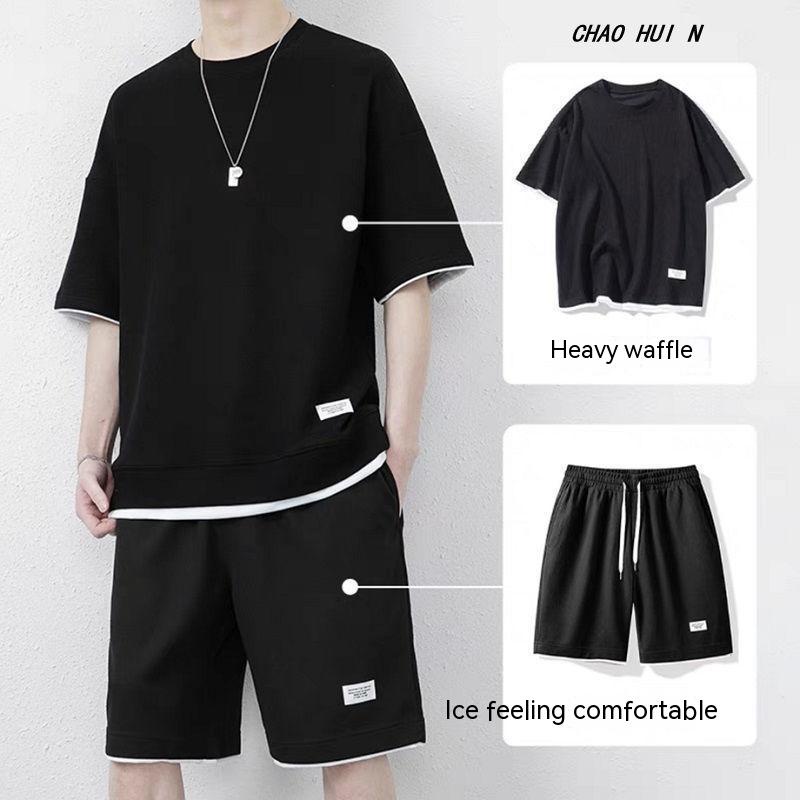 Áo nam,áo thun nam,，áo phông nam，áo thun form rộng，áo local brand，áo sơ mi nam，đồ bộ nam，áo đôi nam nữ，áo thun chất，quần áo nam，bộ đồ，quần short，quần đùi nam，quần ngố nam，áo trắngBộ Đồ Thể Thao Áo Thun Tay Ngắn Phối Quần Vải Lụa Lạnh Thời Trang Mùa Hè Cho