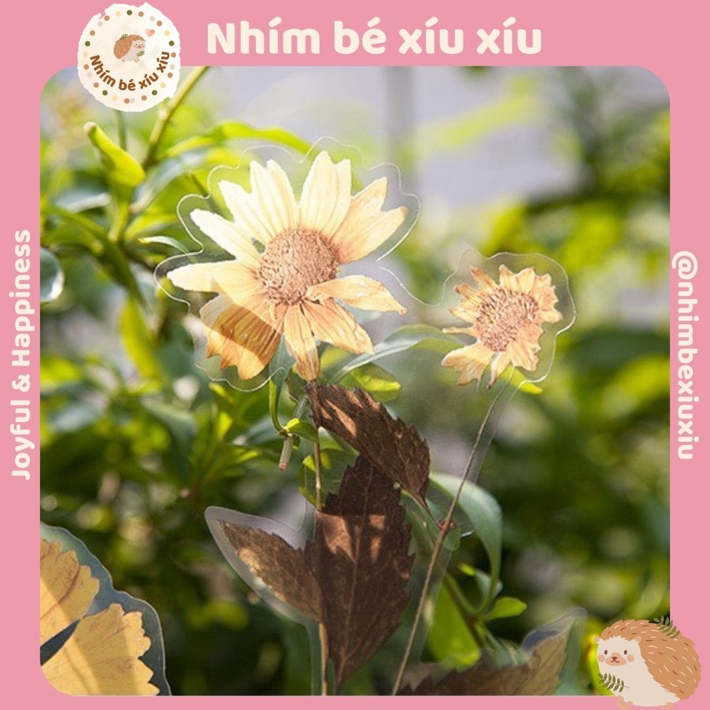 Sticker giả hoa khô vintage size lớn hình dán dried flower VT166