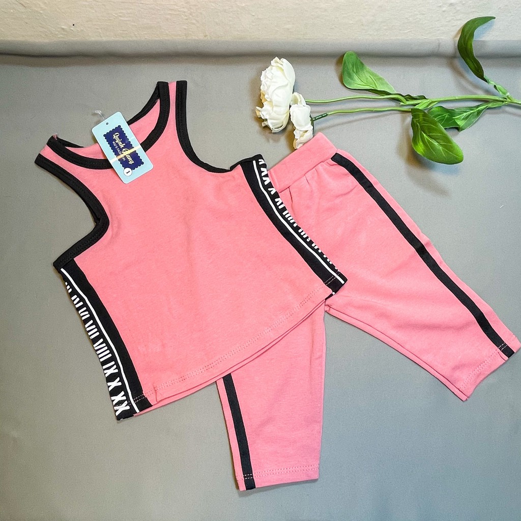 Bộ thun thể thao lửng, body sát nách cho bé gái xinh xắn