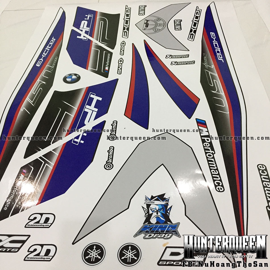 Tem rời dán xe Exciter 150 màu đen. Chủ đề HP4, decal cao cấp không bay màu