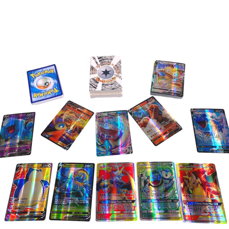 Bộ Thẻ Bài Chơi Pokemon 64 Thẻ (4MEGA +20TEAM +32V +8VMAX) Chơi Đối Kháng New Đẹp