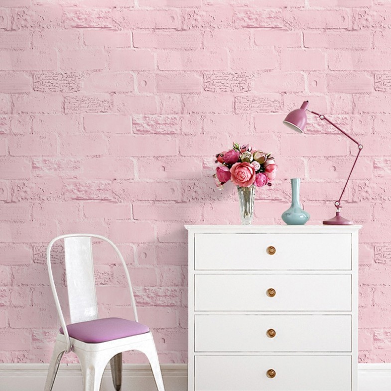 Giấy dán tường có keo sẵn cuộn 10m -Decal dán tường màu hồng nhiều mẫu lau chùi dễ dàng,không thấm nước dễ dàng thi công