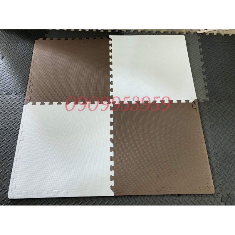 Thảm xốp kem và trắng , nâu 60×60x1cm