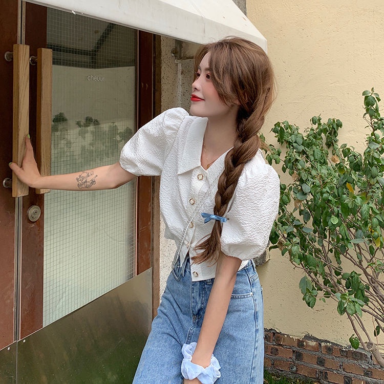 Áo Kiểu Tay Phồng Ngắn Phong Cách Pháp Thời Trang Mùa Xuân 2022 Cho Nữ