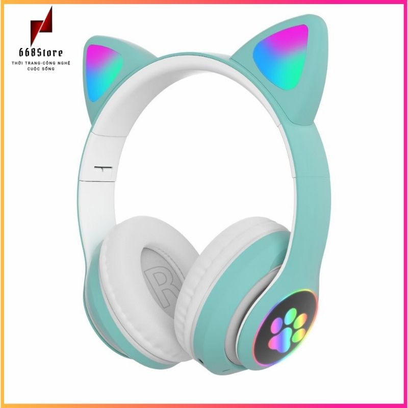 Tai nghe bluetooth hình tai mèo siêu cute,có led RGB, âm thanh hay có mic đàm thoại