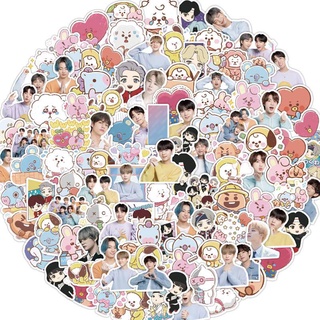 Bộ 60 Miếng Dán Trang Trí Xe Scooter Họa Tiết Hoạt Hình KPOP BTS BT21 Chống Thấm Nước CHIMMY COOKY KOYA MANG RJ SHOOKY TATA