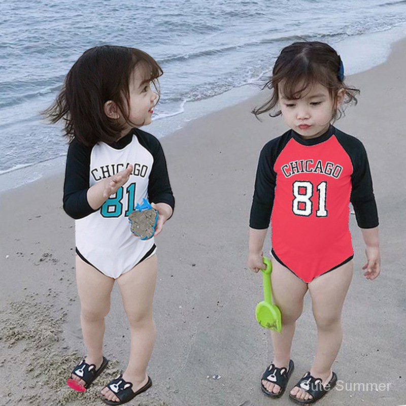 Giao Hàng Trong Ngày Giá Cực Rẻ Dưới Giết Trẻ Em Áo Tắm Bé Gái Một Mảnh Tay Dài Chống Nắng Cô Gái Áo Tắm Dễ Thương Hàn Quốc Trẻ Em1-3Tuổi Bé Bơi