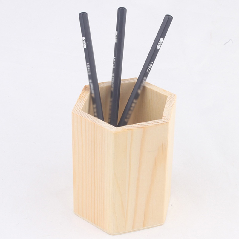 Hộp đựng bút bằng gỗ hình lục giác/ tròn/ vuông tiện dụng