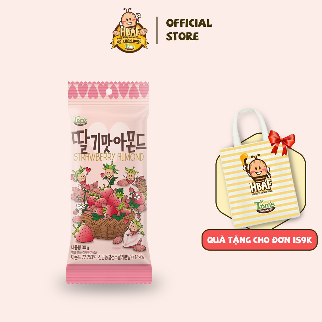 Hạnh nhân tẩm Dâu Tom's Farm 30g