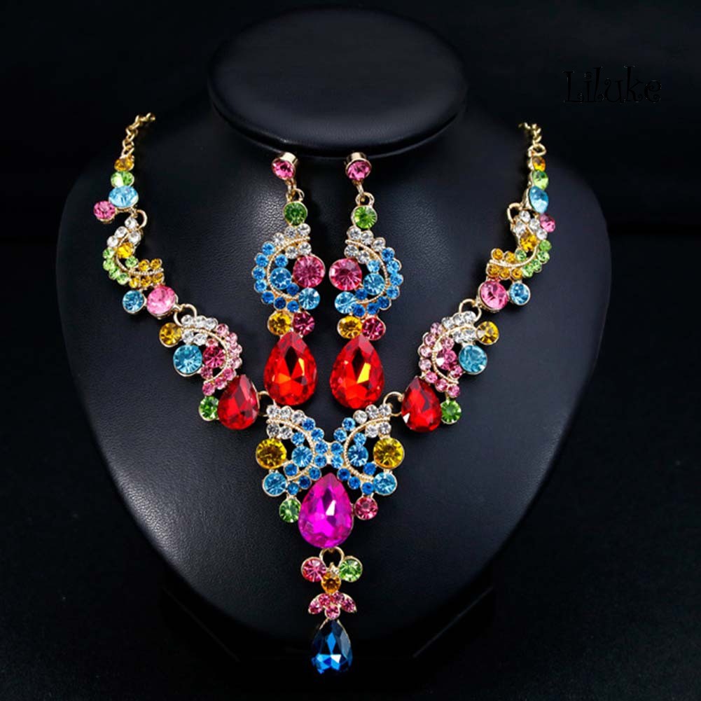 Bộ 2 Vòng cổ + Đôi Khuyên Tai Thiết Kế Sang Trọng Thời Trang Cho Nữ