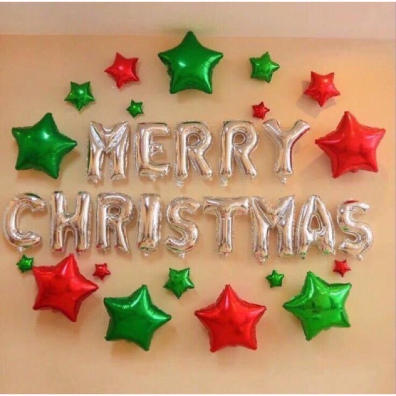 Bộ bóng chữ Merry Christmas trang trí Noel , trang trí Giáng Sinh