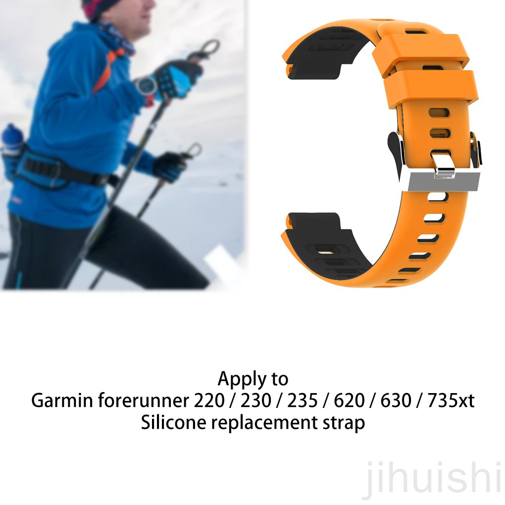 Dây Đeo Thay Thế Màu Đen Cam Cho Đồng Hồ Thông Minh Garmin Forerunner 220 / 230 / 235 / 620 / 630 / 735xt