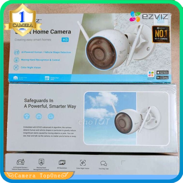 H3 3KCamera IP WIFI EZVIZ H3 3K, Full HD 5.0MP, Đàm Thoại 2 Chiều, Chuẩn H.265, Thông Minh