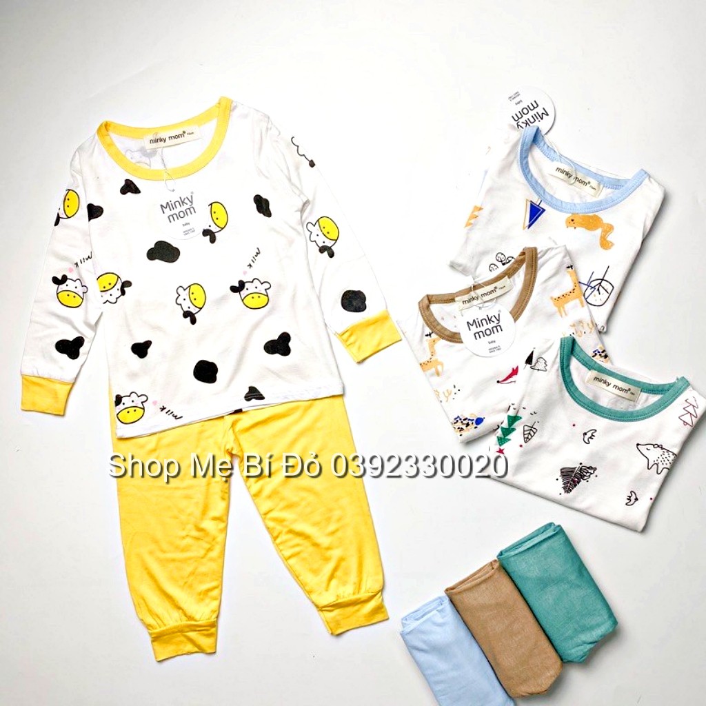 Bộ Dài Tay Thun Lạnh Siêu Mềm Mát Minky Mom In Họa Tiết  Động Vật Cho Bé