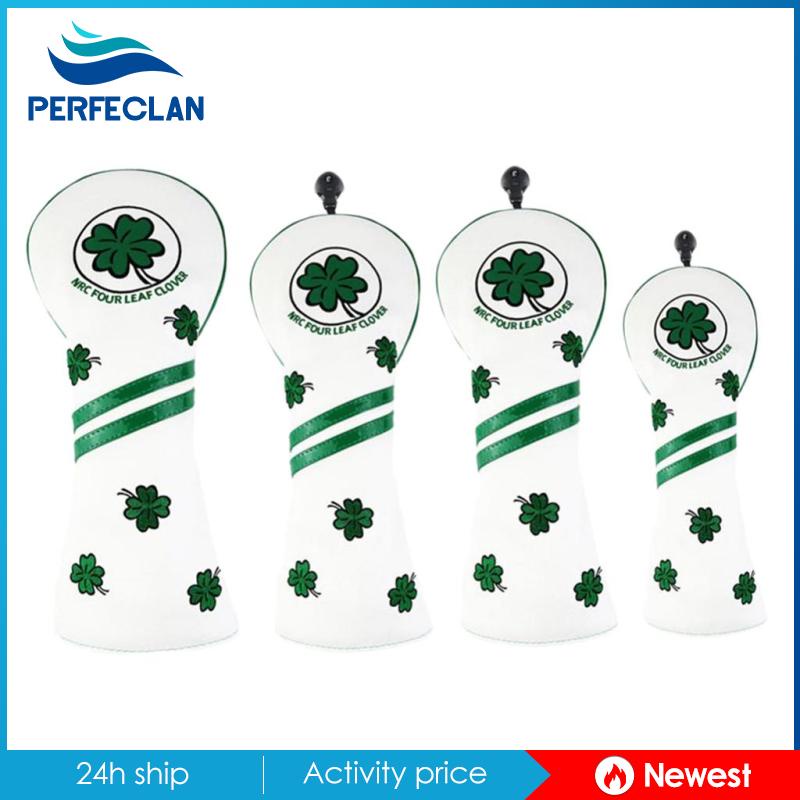 Set 4 Vỏ Bọc Đầu Gậy Đánh Golf Bằng Gỗ Chống Nước Màu Đen