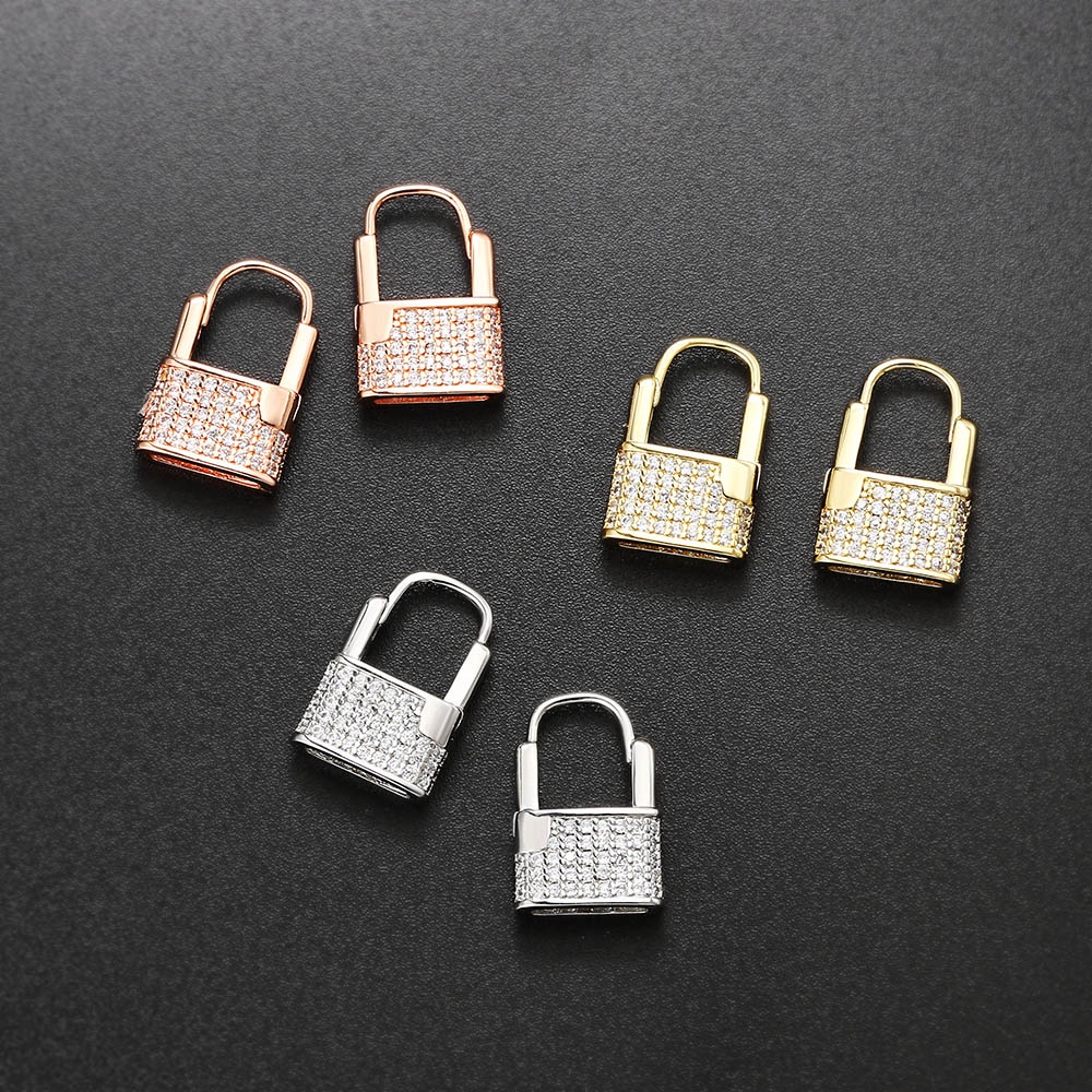 Khuyên Tai Tròn Khóa Mạ Vàng Kim CZ Phong Cách Hip Hop OHE031 Cho Nam Nữ