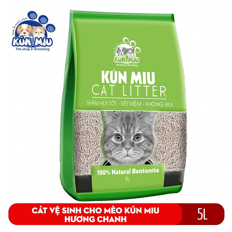 Cát vệ sinh cho mèo Kún Miu hương chanh 5L